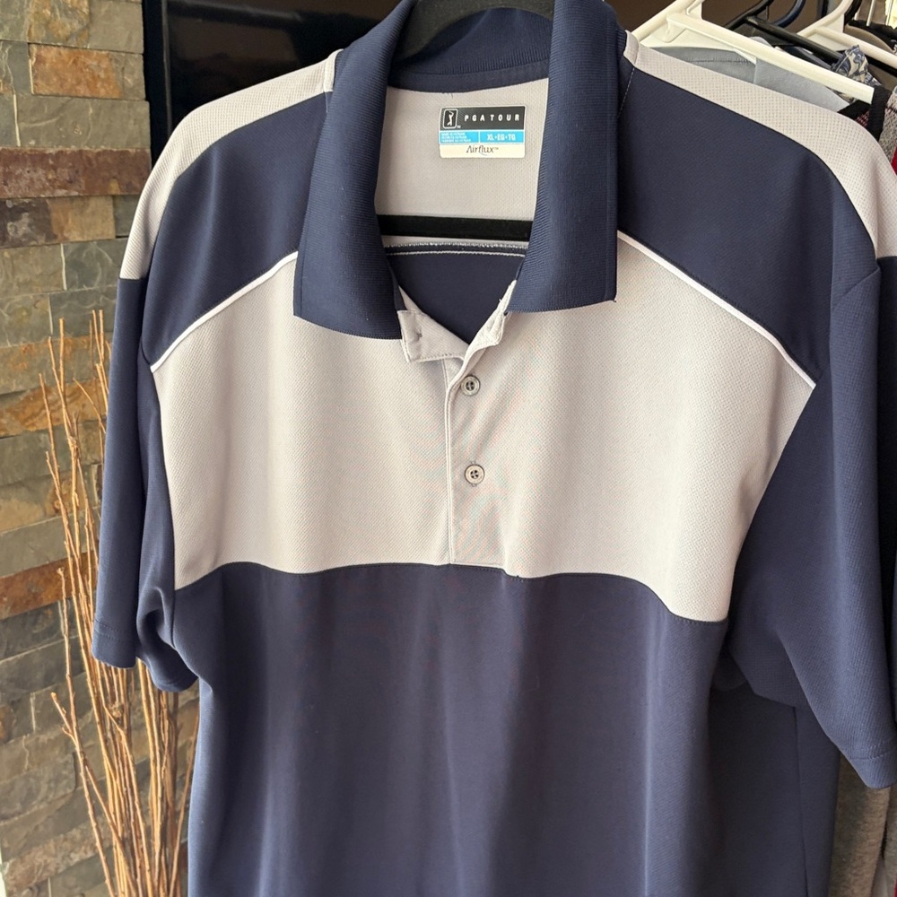 PGA Tour Navy and Light Gray Two-Tone Polo